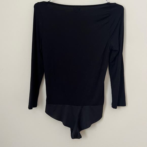 L'AGENCE Angel Square Neck Bodysuit Black Size S - Picture 5 of 10